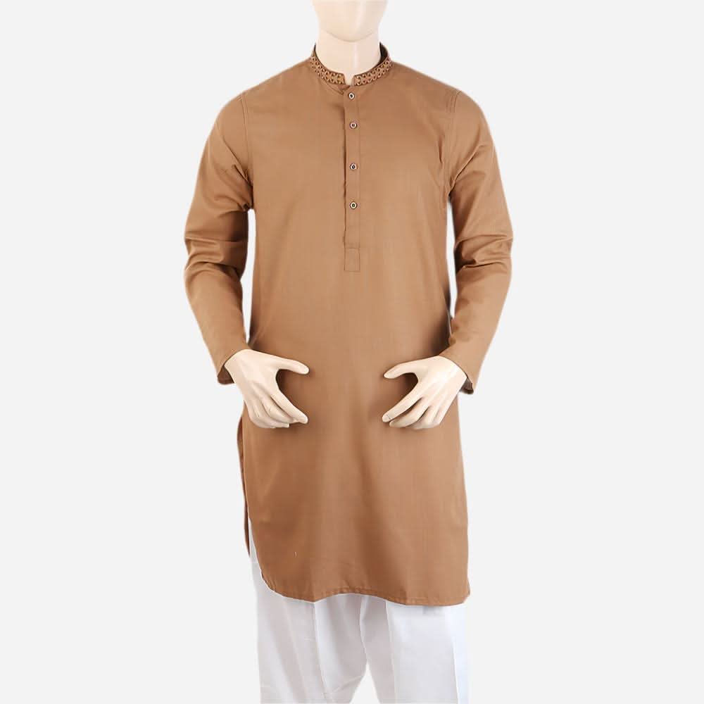 Men's Mashriq Embroidered Kurta - Brown, Men, Kurtas, Chase Value, Chase Value