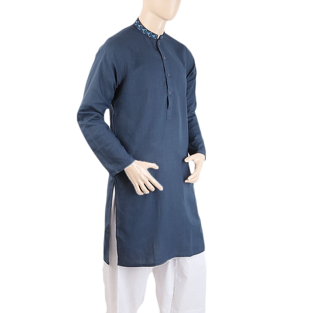 Men's Mashriq Embroidered Kurta - Steel Blue, Men, Kurtas, Chase Value, Chase Value