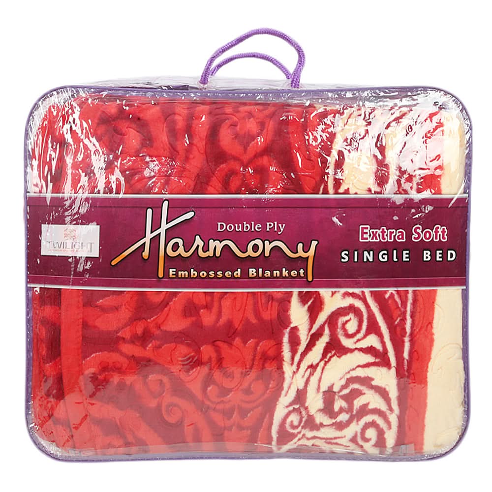Harmony Blanket 2 PLY Single Bed - Red, Home & Lifestyle, Blanket, Chase Value, Chase Value