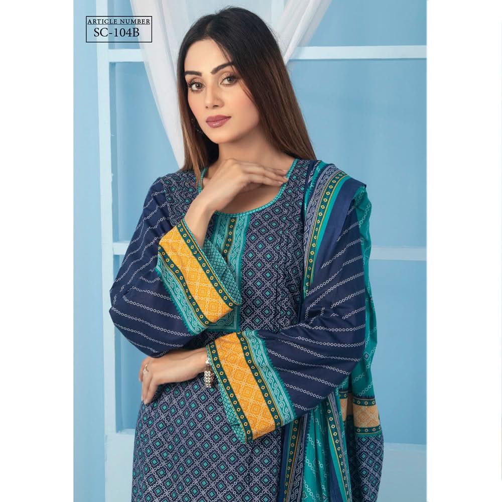 Five Star Smarttle Cambric Un-Stitched 3Pcs Suit - B, Women, 3Pcs Shalwar Suit, Chase Value, Chase Value
