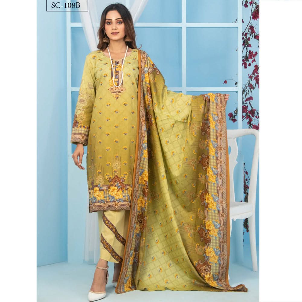 Five Star Smarttle Cambric Un-Stitched 3Pcs Suit - B, Women, 3Pcs Shalwar Suit, Chase Value, Chase Value