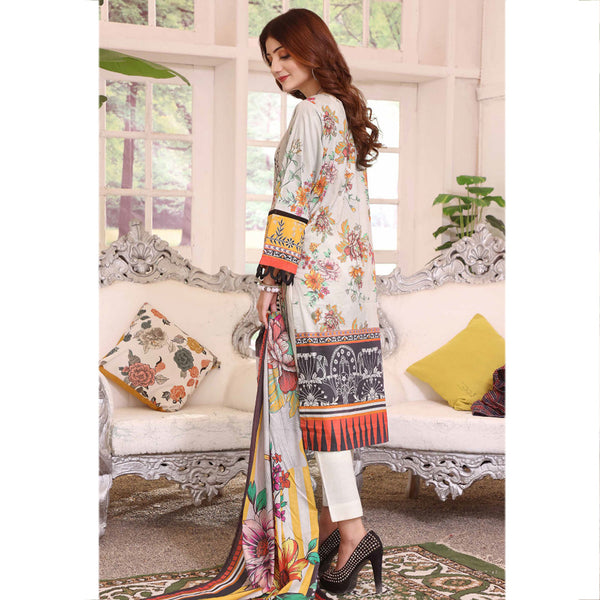 Halime Sultan Embroidered Lawn 3Pcs Unstitched Suit V1 - 10, Women, 3Pcs Shalwar Suit, Halime Sultan, Chase Value
