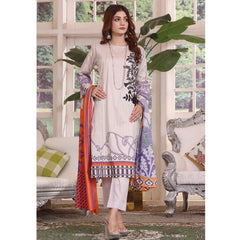 Halime Sultan Embroidered Lawn 3Pcs Unstitched Suit V1 - 4, Women, 3Pcs Shalwar Suit, Halime Sultan, Chase Value