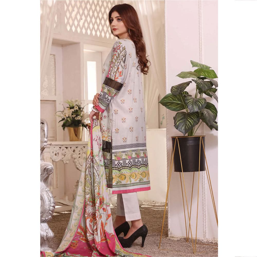 Halime Sultan Embroidered Lawn 3Pcs Unstitched Suit V1 - 6, Women, 3Pcs Shalwar Suit, Halime Sultan, Chase Value