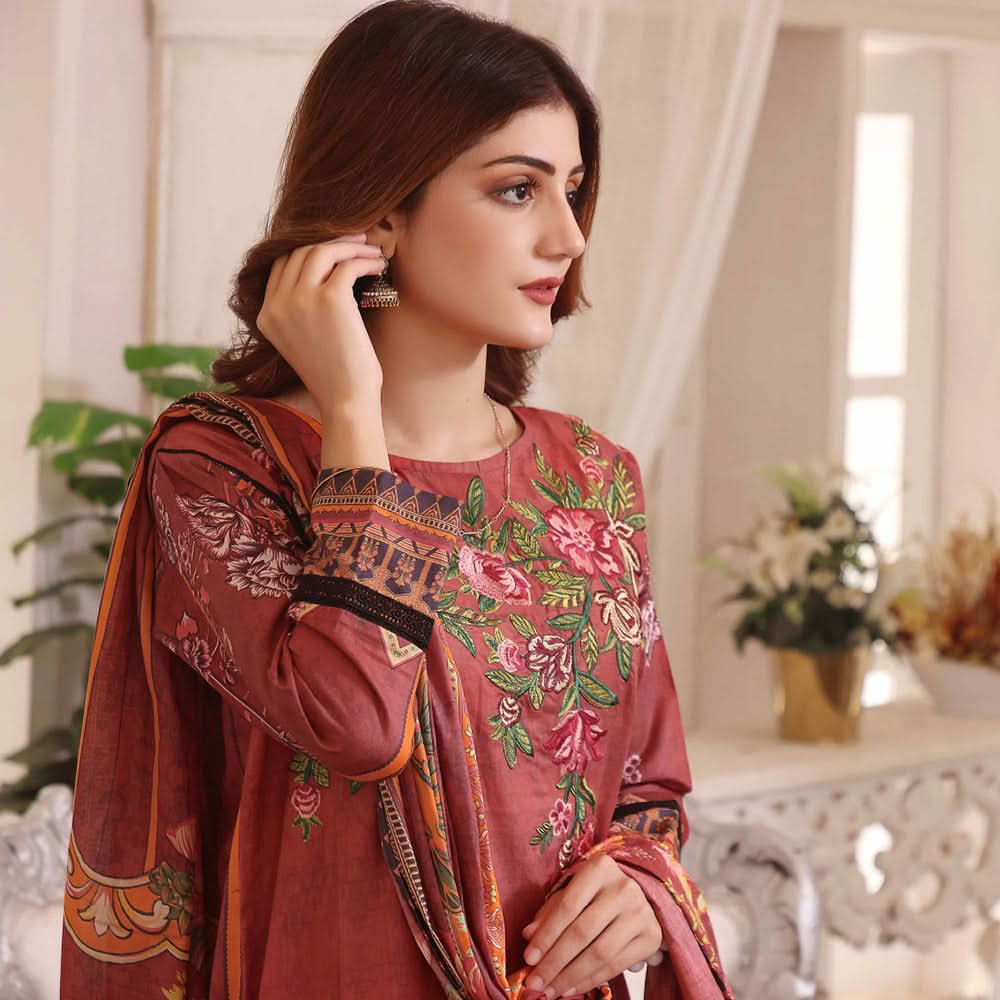 Halime Sultan Embroidered Lawn 3Pcs Unstitched Suit V1 - 7, Women, 3Pcs Shalwar Suit, Halime Sultan, Chase Value