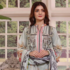 Halime Sultan Embroidered Lawn 3Pcs Unstitched Suit V1 - 8, Women, 3Pcs Shalwar Suit, Halime Sultan, Chase Value