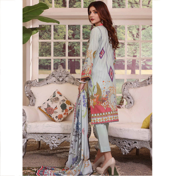 Halime Sultan Embroidered Lawn 3Pcs Unstitched Suit V1 - 8, Women, 3Pcs Shalwar Suit, Halime Sultan, Chase Value