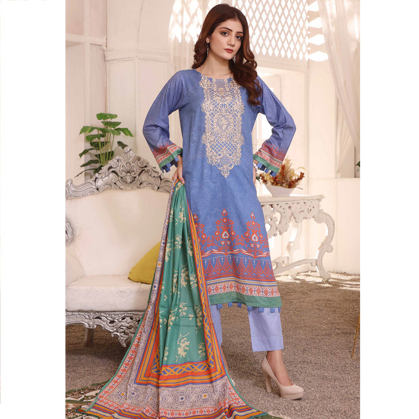 Halime Sultan Embroidered Lawn 3Pcs Unstitched Suit V1 - 9, Women, 3Pcs Shalwar Suit, Halime Sultan, Chase Value