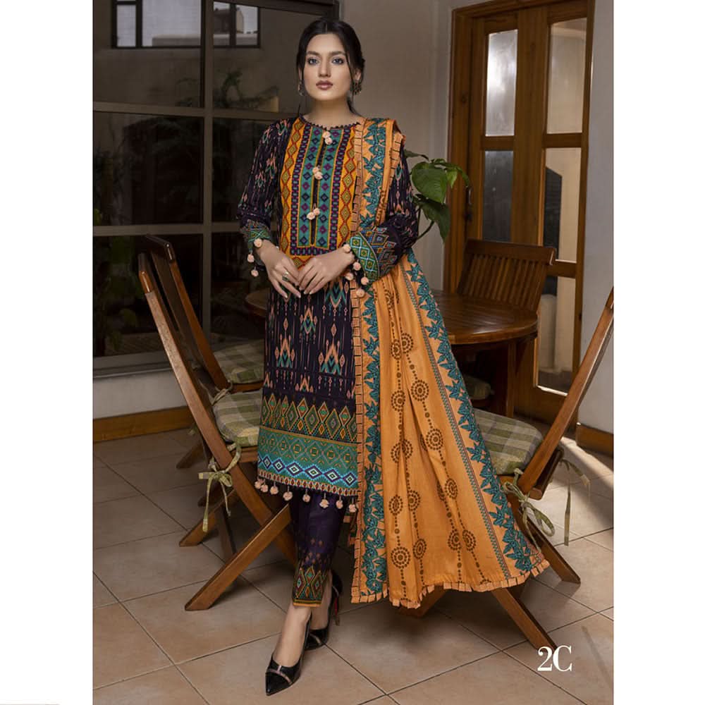 Anum Printed Lawn Unstitched 3Pcs Suit V2 - C2, Women, 3Pcs Shalwar Suit, Al-Zohaib Textiles, Chase Value