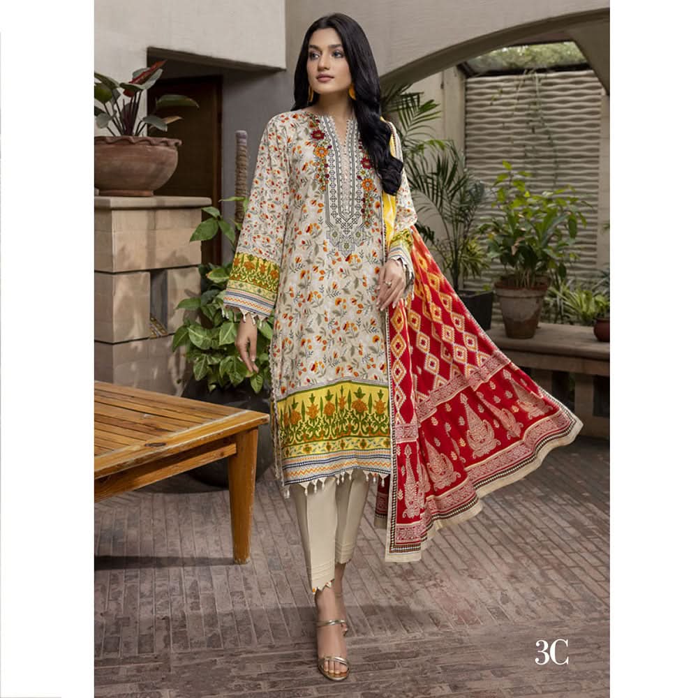 Anum Printed Lawn Unstitched 3Pcs Suit V2 - C3, Women, 3Pcs Shalwar Suit, Al-Zohaib Textiles, Chase Value