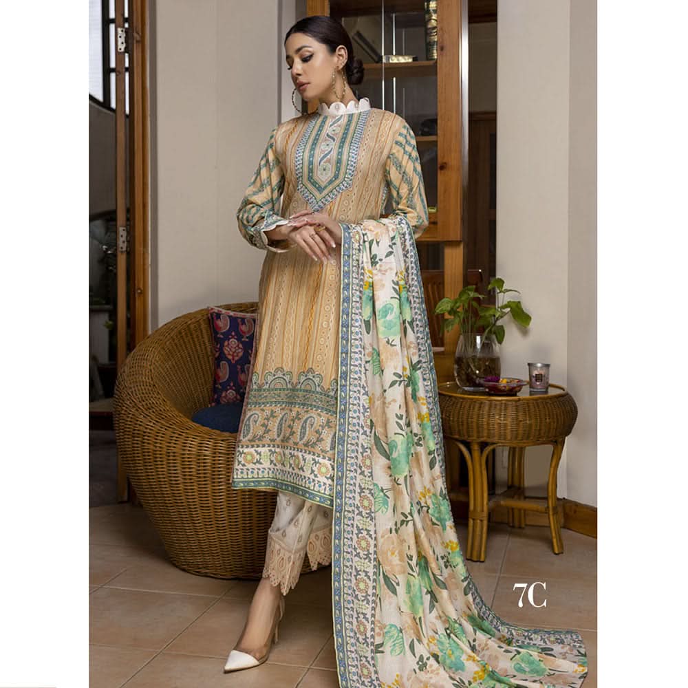 Anum Printed Lawn Unstitched 3Pcs Suit V2 - C7, Women, 3Pcs Shalwar Suit, Al-Zohaib Textiles, Chase Value