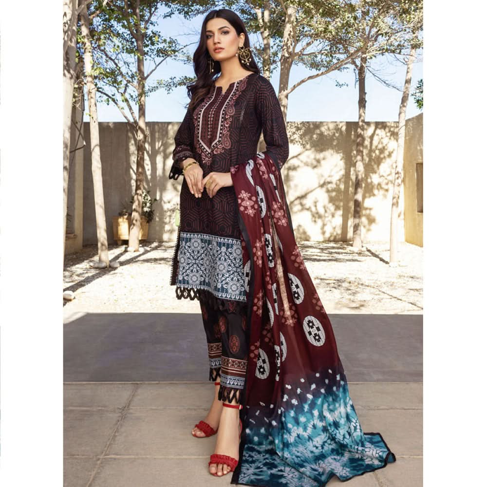 Anum Printed Lawn Unstitched 3Pcs Suit V3 - A6, Women, 3Pcs Shalwar Suit, Al-Zohaib Textiles, Chase Value