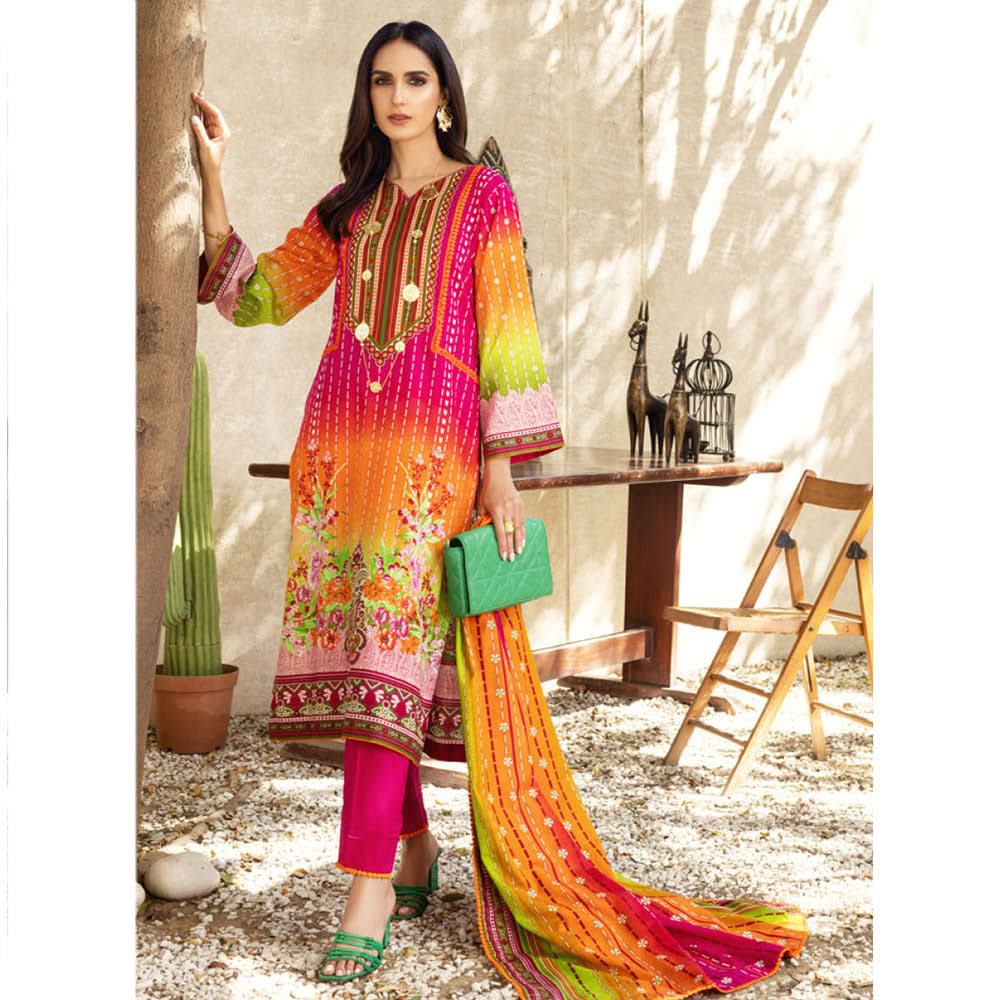 Anum Printed Lawn Unstitched 3Pcs Suit V3 - C4, Women, 3Pcs Shalwar Suit, Al-Zohaib Textiles, Chase Value