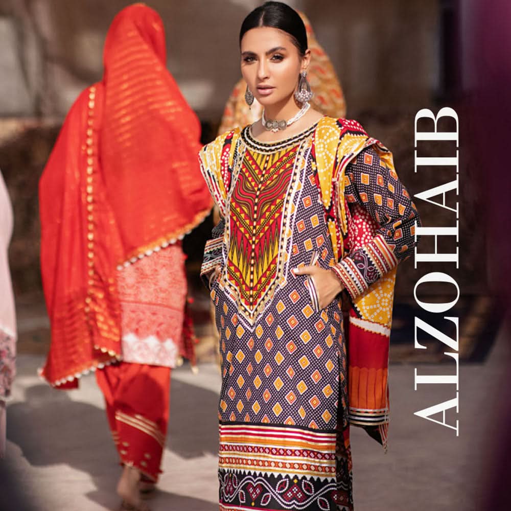 Monsoon Printed Lawn Unstitched 3Pcs Suit V1 - B1, Women, 3Pcs Shalwar Suit, Al-Zohaib Textiles, Chase Value