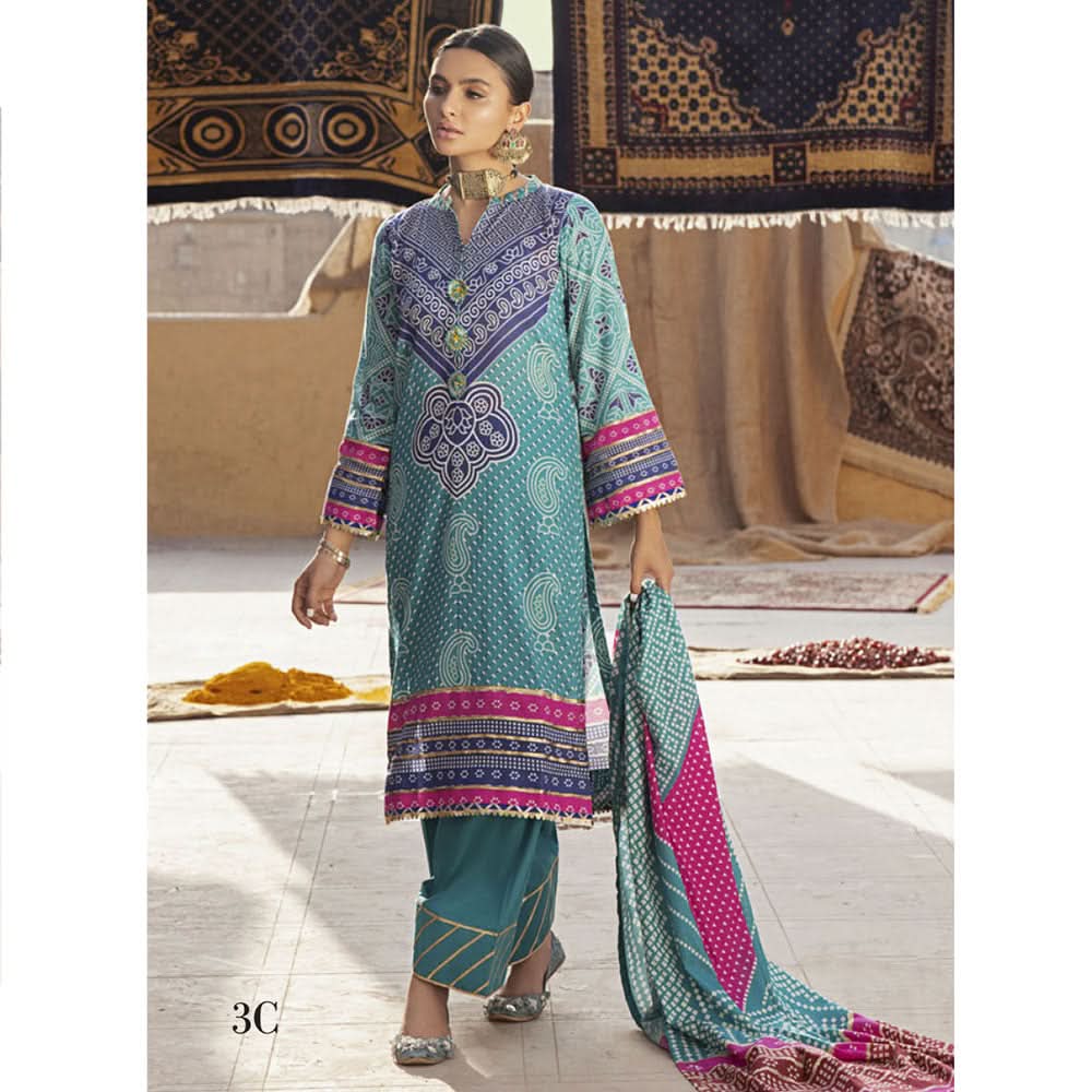 Monsoon Printed Lawn Unstitched 3Pcs Suit V1 - C3, Women, 3Pcs Shalwar Suit, Al-Zohaib Textiles, Chase Value
