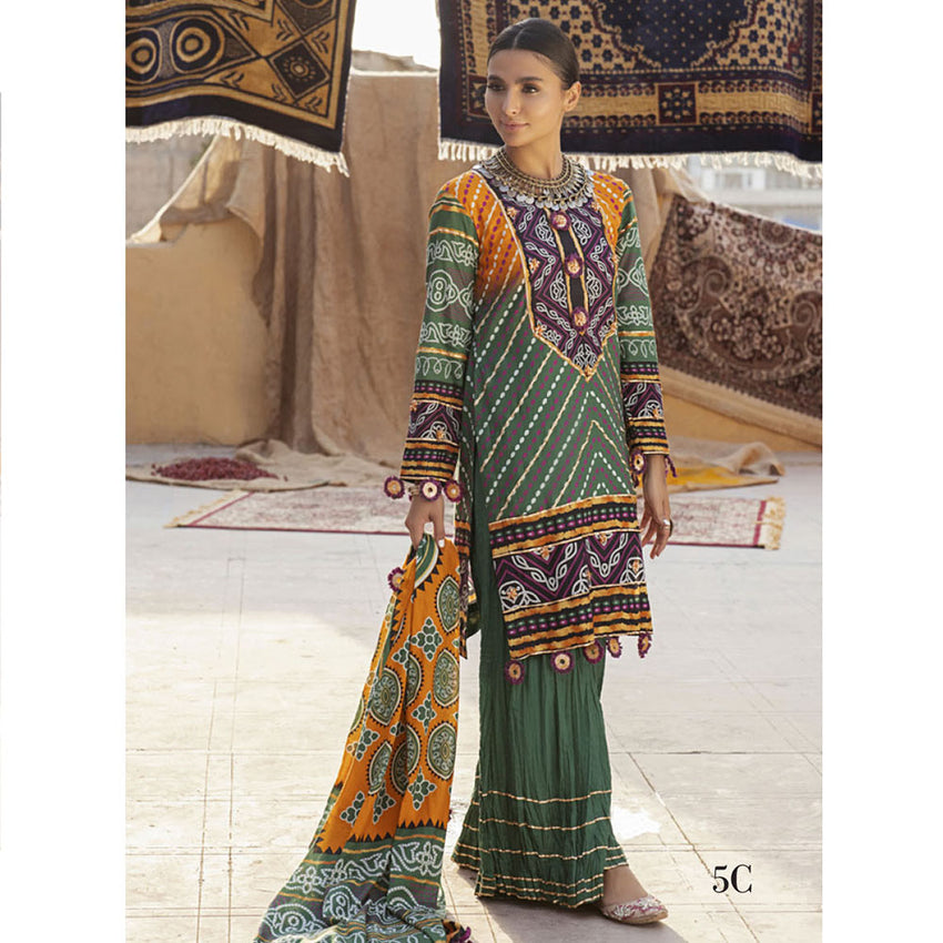 Monsoon Printed Lawn Unstitched 3Pcs Suit V1 - C5, Women, 3Pcs Shalwar Suit, Al-Zohaib Textiles, Chase Value