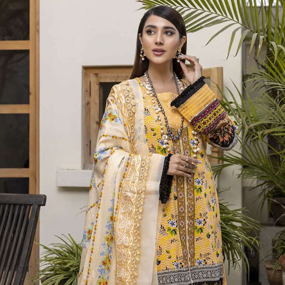 Monsoon Printed Lawn Un-Stitched 3Pcs Suit - 1, Women, 3Pcs Shalwar Suit, Al-Zohaib Textiles, Chase Value