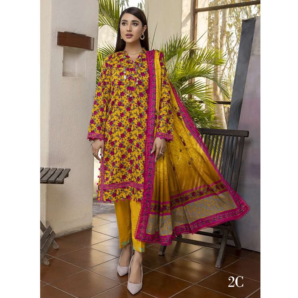 Monsoon Printed Lawn Un-Stitched 3Pcs Suit - 2, Women, 3Pcs Shalwar Suit, Al-Zohaib Textiles, Chase Value