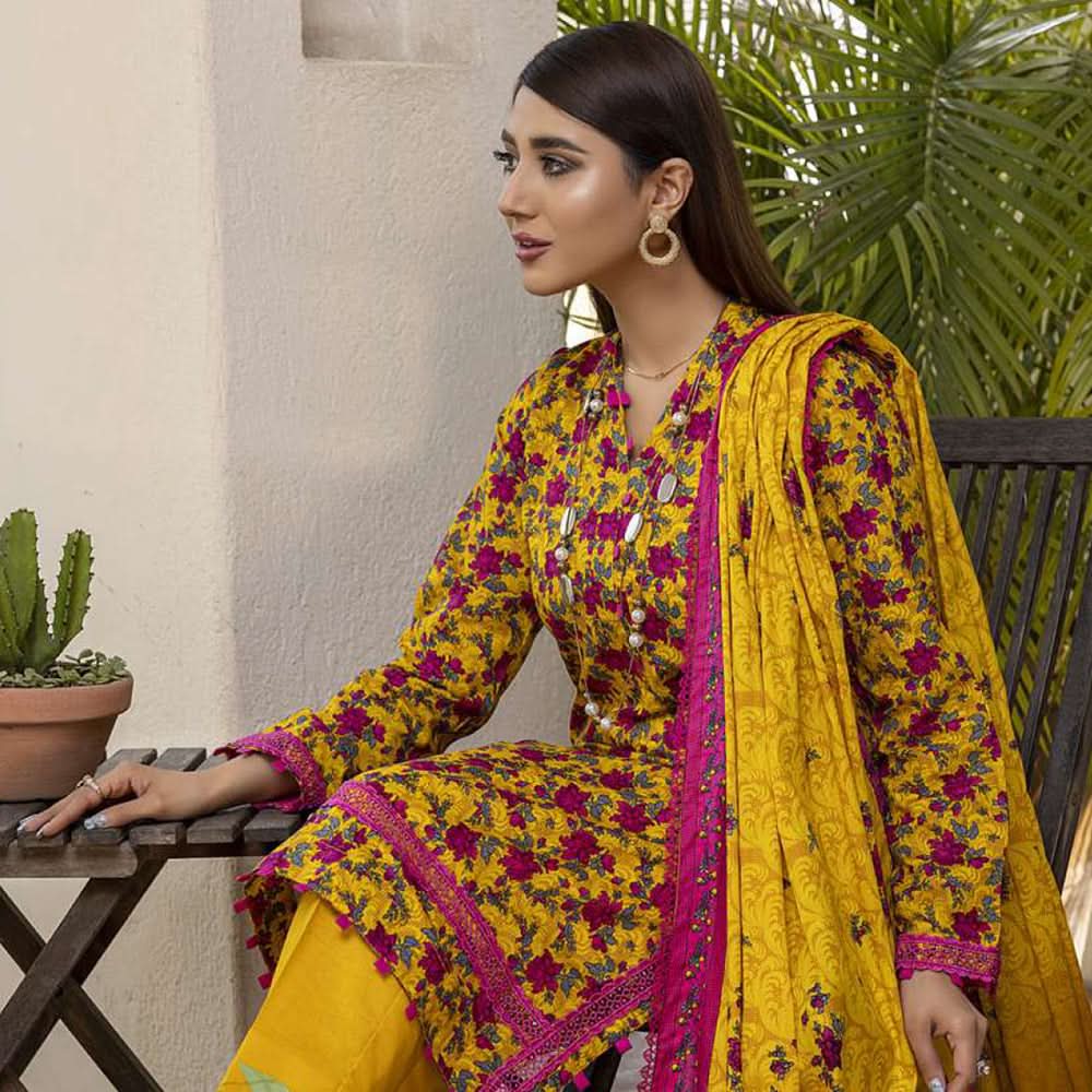 Monsoon Printed Lawn Un-Stitched 3Pcs Suit - 2, Women, 3Pcs Shalwar Suit, Al-Zohaib Textiles, Chase Value
