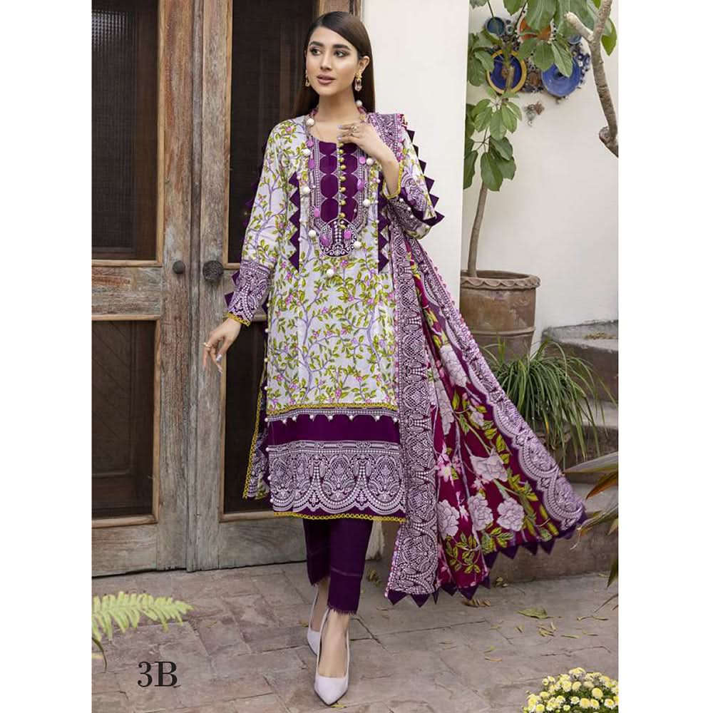 Monsoon Printed Lawn Un-Stitched 3Pcs Suit - 3, Women, 3Pcs Shalwar Suit, Al-Zohaib Textiles, Chase Value