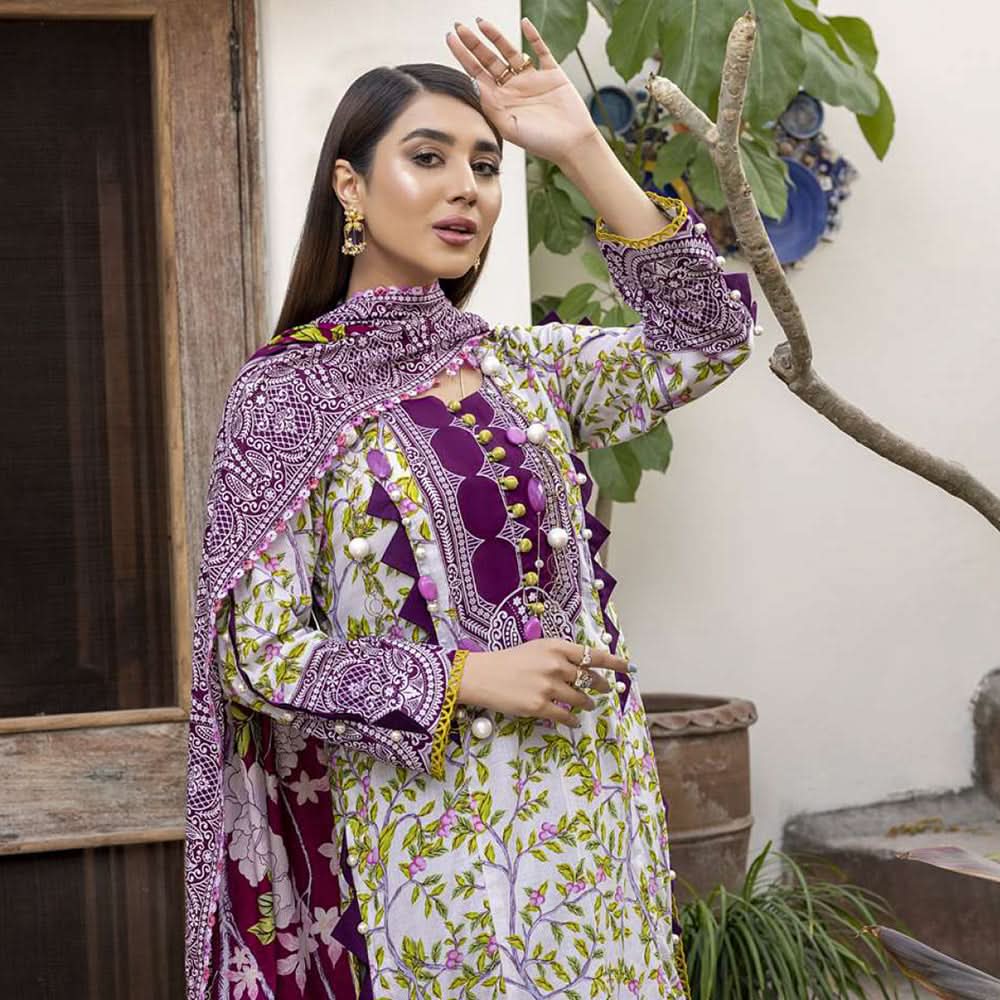 Monsoon Printed Lawn Un-Stitched 3Pcs Suit - 3, Women, 3Pcs Shalwar Suit, Al-Zohaib Textiles, Chase Value