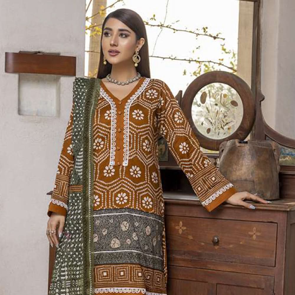 Monsoon Printed Lawn Un-Stitched 3Pcs Suit - 4, Women, 3Pcs Shalwar Suit, Al-Zohaib Textiles, Chase Value