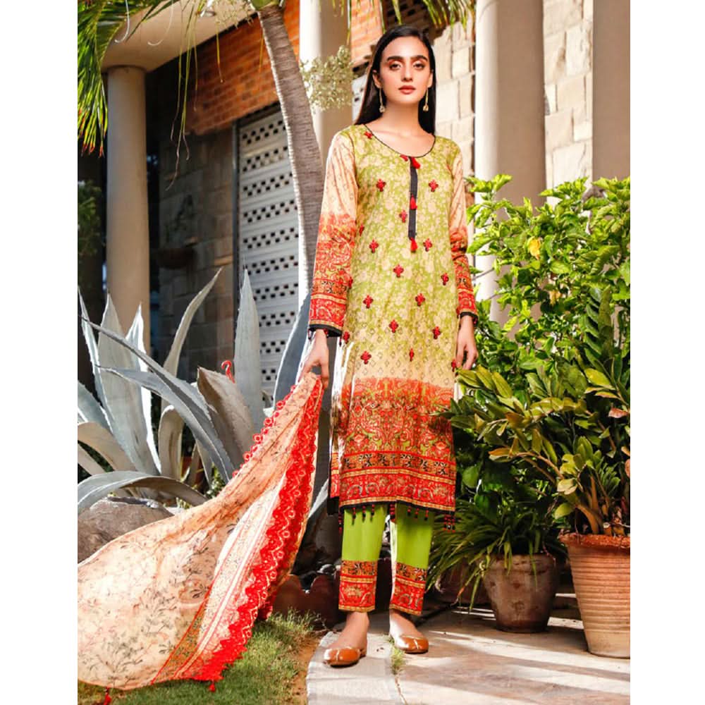 Omber Embroidered Lawn Un-Stitched 3Pcs Suit - DA-1872, Women, 3Pcs Shalwar Suit, Rana Arts, Chase Value
