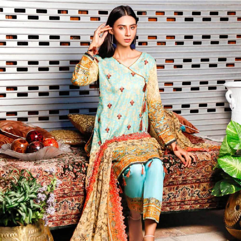 Omber Embroidered Lawn Un-Stitched 3Pcs Suit - DA-1872, Women, 3Pcs Shalwar Suit, Rana Arts, Chase Value