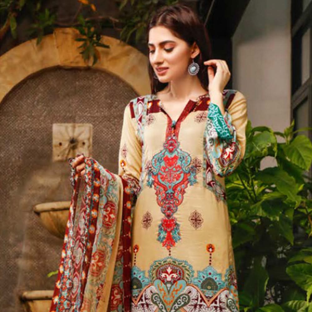 Imperial Embroidered Lawn Un-Stitched 3Pcs Suit V1 - EKR-1858, Women, 3Pcs Shalwar Suit, Rana Arts, Chase Value