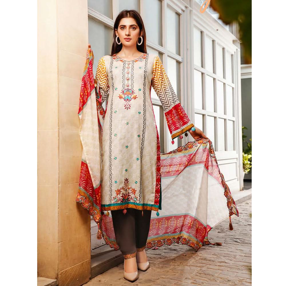 Imperial Embroidered Lawn Un-Stitched 3Pcs Suit V1 - MS-1861, Women, 3Pcs Shalwar Suit, Rana Arts, Chase Value