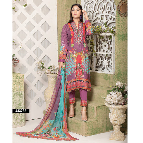Bin Hameed Roshnay Embroidered Lawn Un-Stitched 3Pcs Suit - AA-3288, Women, 3Pcs Shalwar Suit, Rana Arts, Chase Value