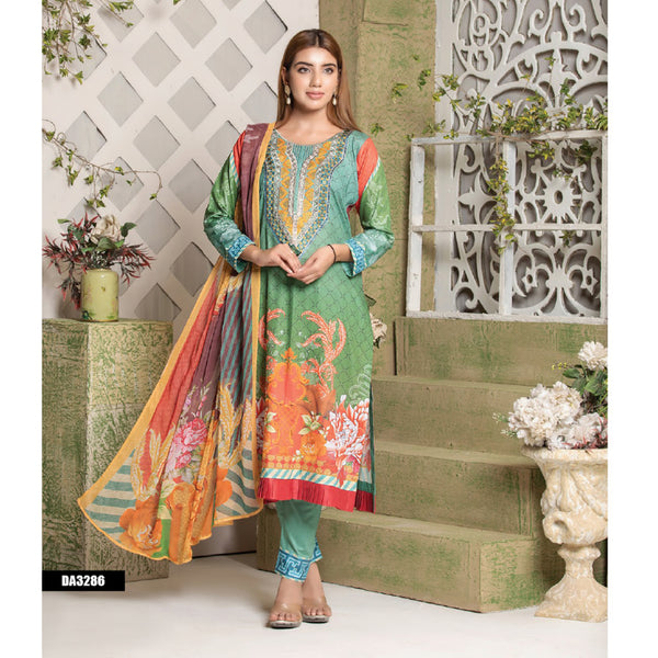Bin Hameed Roshnay Embroidered Lawn Un-Stitched 3Pcs Suit - DA-3286, Women, 3Pcs Shalwar Suit, Rana Arts, Chase Value