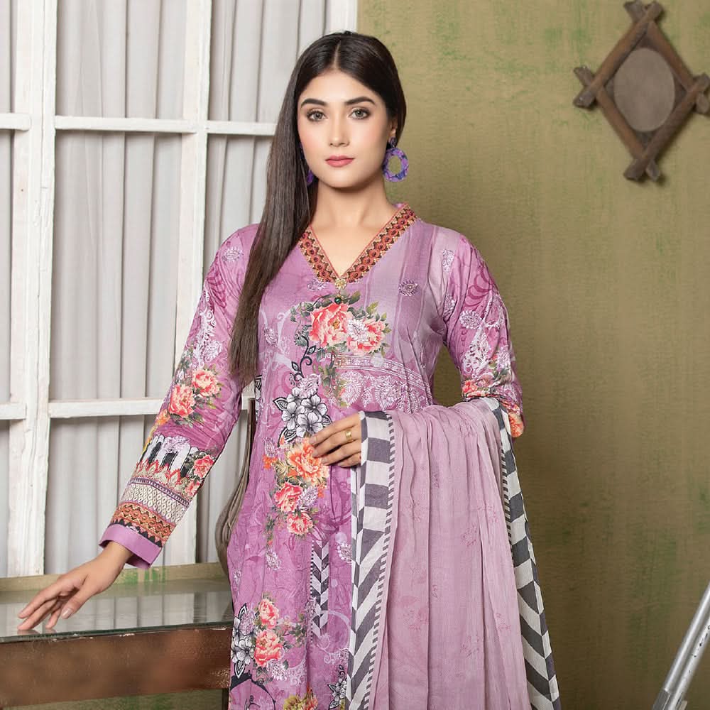Bin Hameed Roshnay Embroidered Lawn Un-Stitched 3Pcs Suit - EKR-3280, Women, 3Pcs Shalwar Suit, Rana Arts, Chase Value