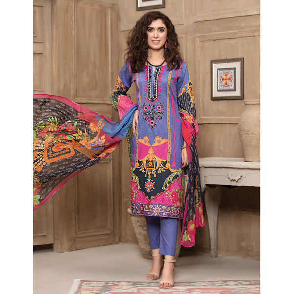 Bin Hameed Premium Embroidered Lawn Un-Stitched 3Pcs Suit - AY-3262, Women, 3Pcs Shalwar Suit, Rana Arts, Chase Value