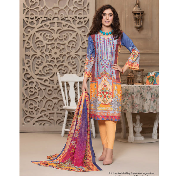 Bin Hameed Premium Embroidered Lawn Un-Stitched 3Pcs Suit - EKR-3265, Women, 3Pcs Shalwar Suit, Rana Arts, Chase Value