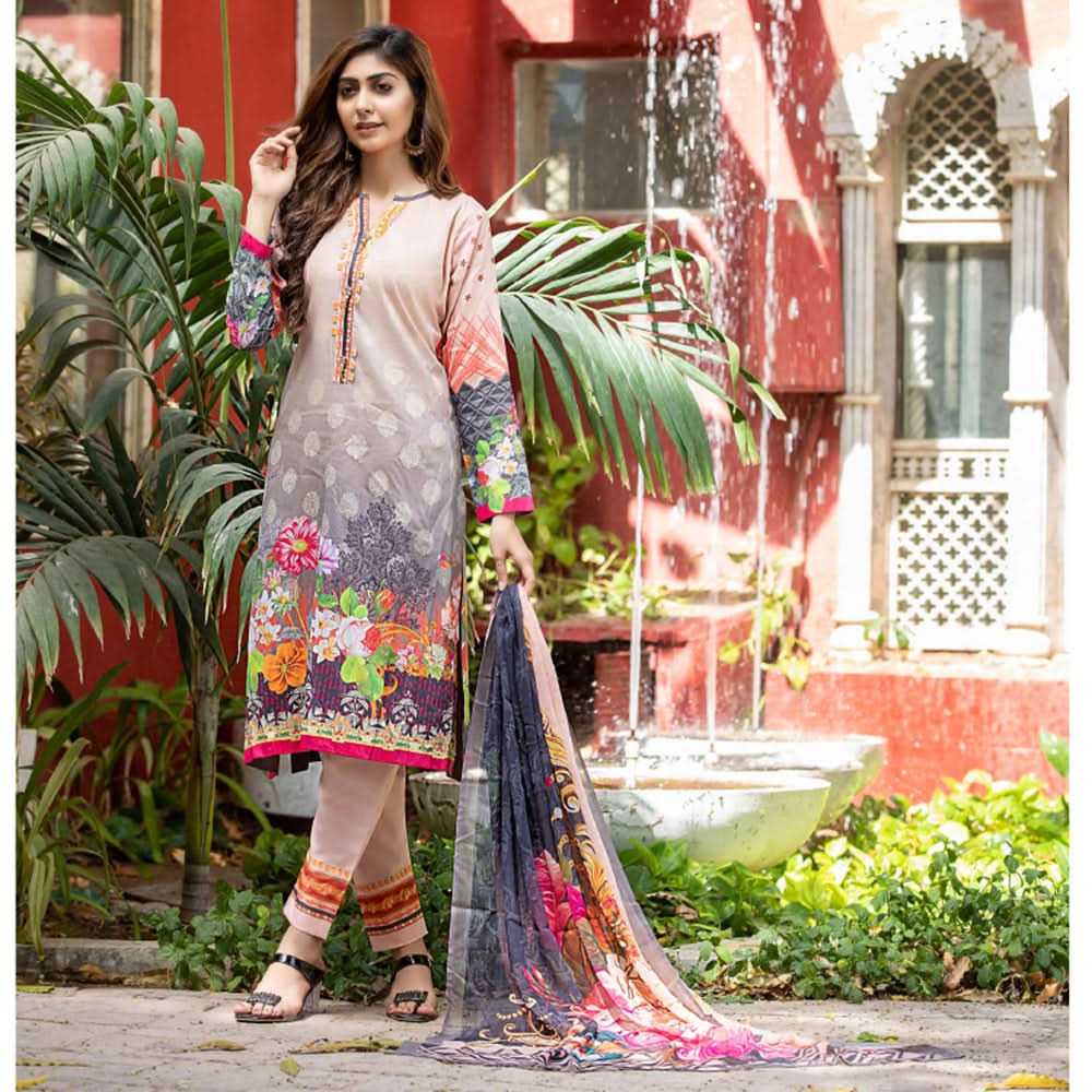 Bin Hameed Eliya Embroidered Lawn Unstitched 3 Pcs Suit - 05, Women, 3Pcs Shalwar Suit, Rana Art, Chase Value