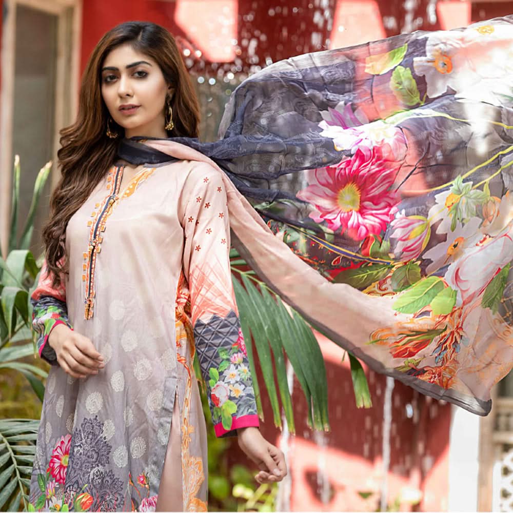 Bin Hameed Eliya Embroidered Lawn Unstitched 3 Pcs Suit - 05, Women, 3Pcs Shalwar Suit, Rana Art, Chase Value
