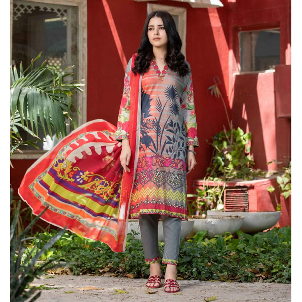 Bin Hameed Eliya Embroidered Lawn Unstitched 3 Pcs Suit - 08, Women, 3Pcs Shalwar Suit, Rana Art, Chase Value