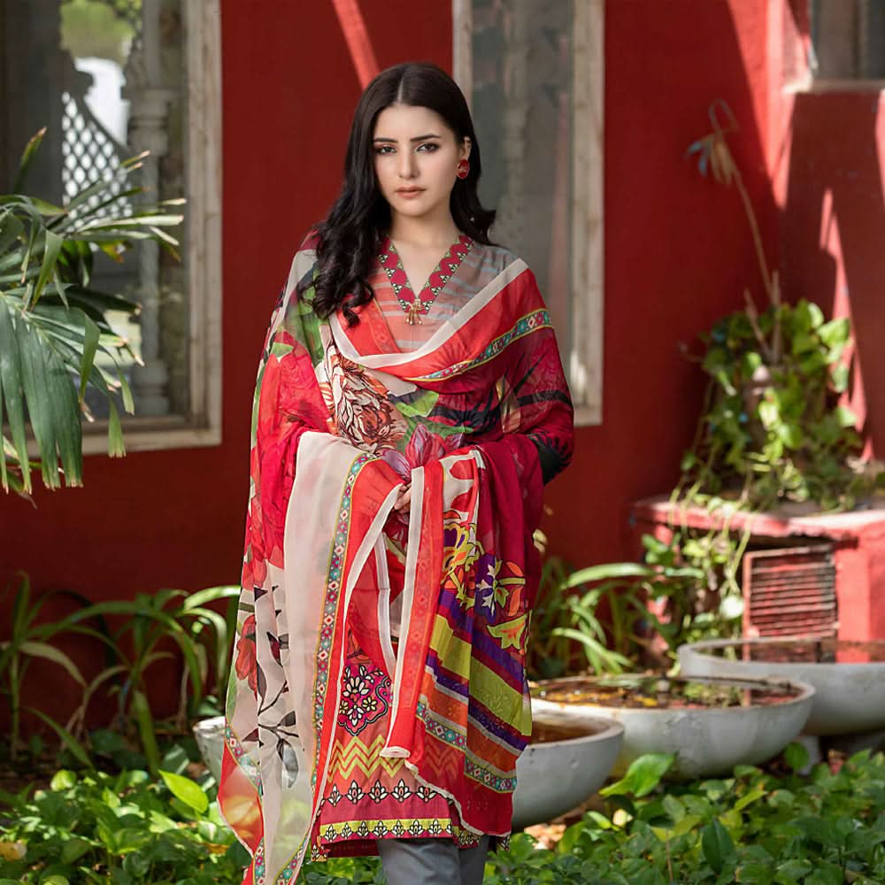 Bin Hameed Eliya Embroidered Lawn Unstitched 3 Pcs Suit - 08, Women, 3Pcs Shalwar Suit, Rana Art, Chase Value