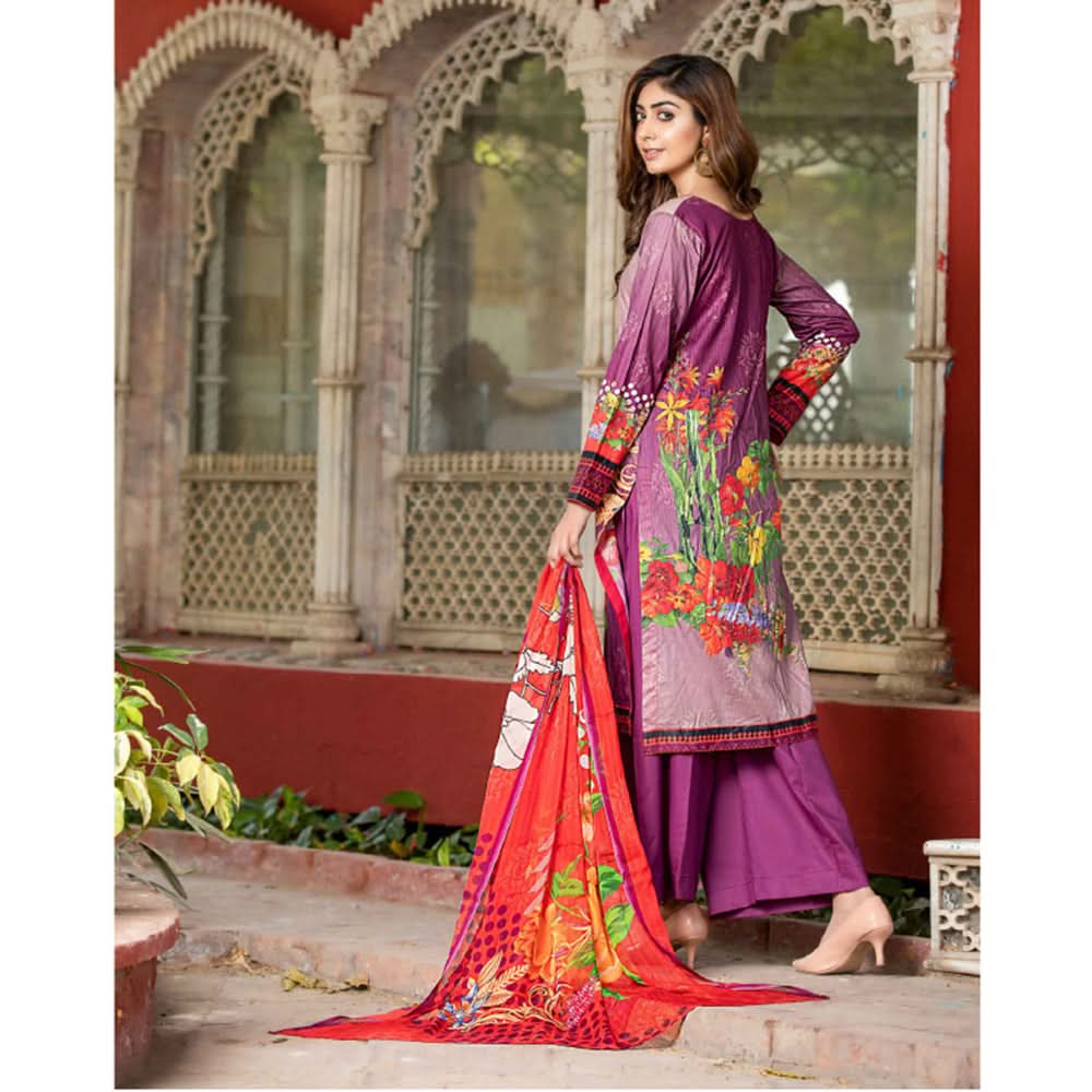 Bin Hameed Eliya Embroidered Lawn Unstitched 3 Pcs Suit - 09, Women, 3Pcs Shalwar Suit, Rana Art, Chase Value