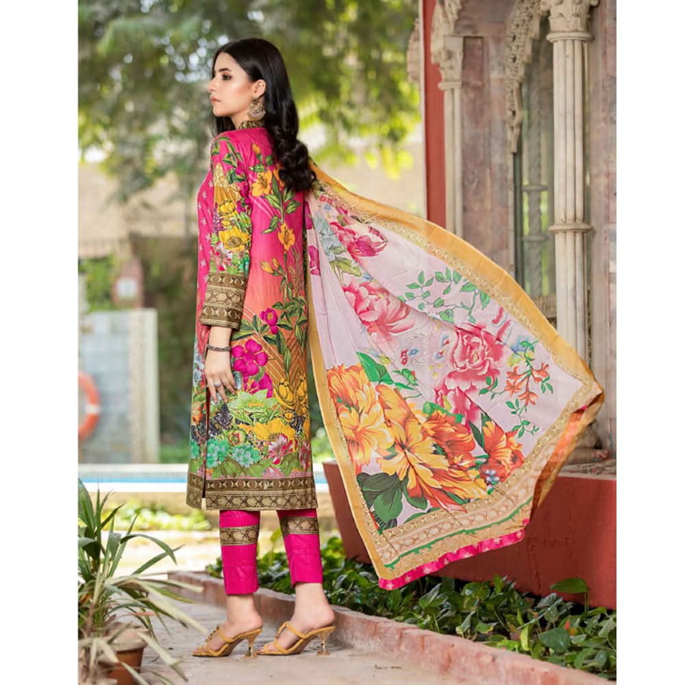 Bin Hameed Eliya Embroidered Lawn Unstitched 3 Pcs Suit - 10, Women, 3Pcs Shalwar Suit, Rana Art, Chase Value