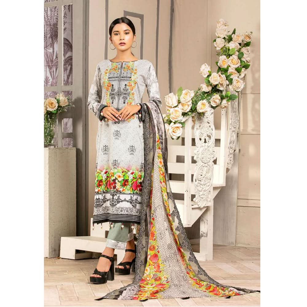 Gulnara Printed Embroidered Lawn Un-Stitched 3 Pcs Suit -  AY-1879, Women, 3Pcs Shalwar Suit, Rana Arts, Chase Value