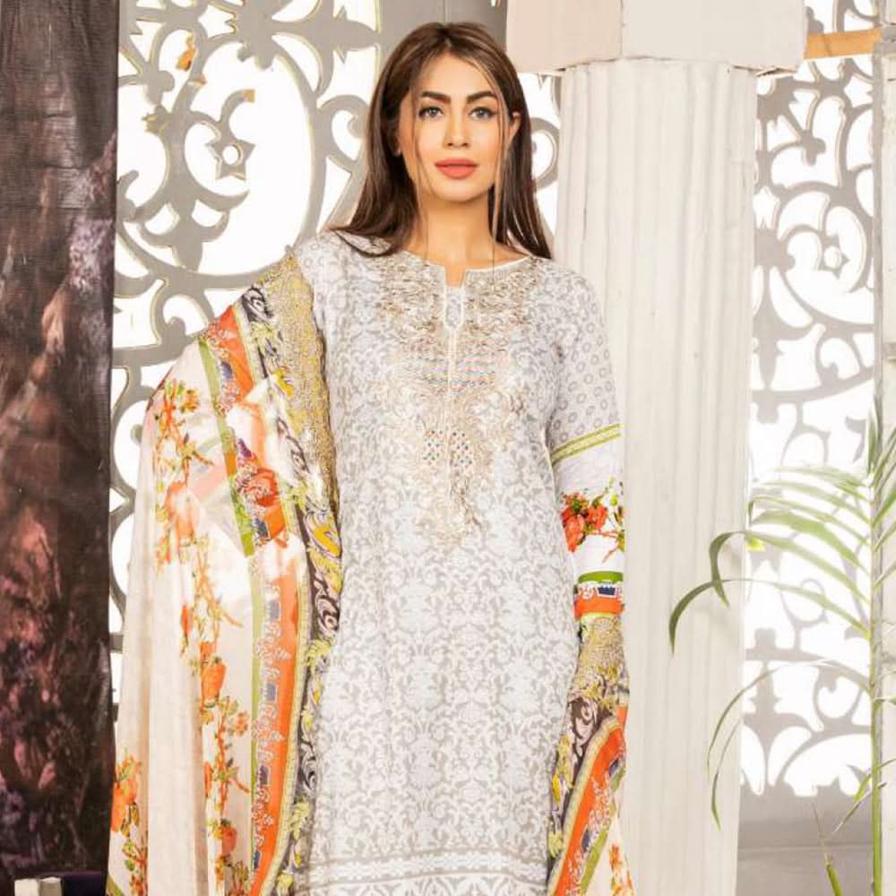 Gulnara Printed Embroidered Lawn Un-Stitched 3 Pcs Suit -  DA-1881-A, Women, 3Pcs Shalwar Suit, Rana Arts, Chase Value