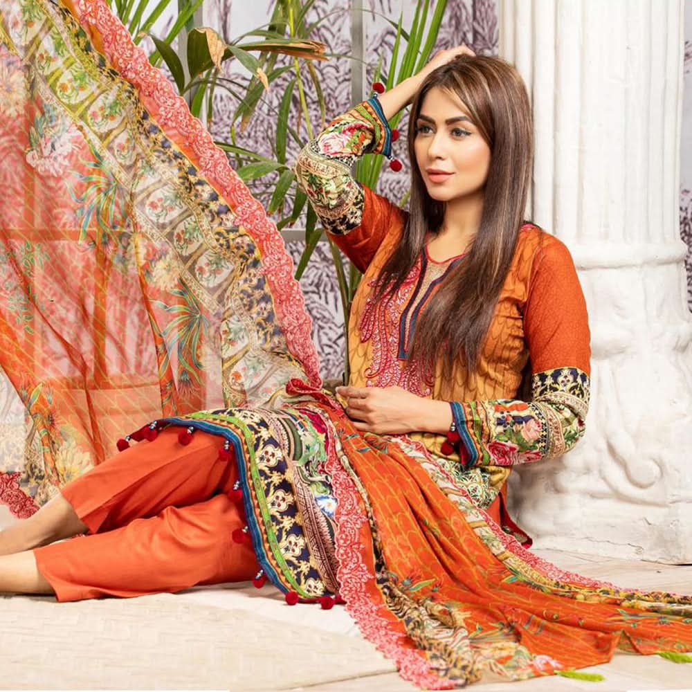 Gulnara Printed Embroidered Lawn Un-Stitched 3 Pcs Suit -  EKR-1877-A, Women, 3Pcs Shalwar Suit, Rana Arts, Chase Value