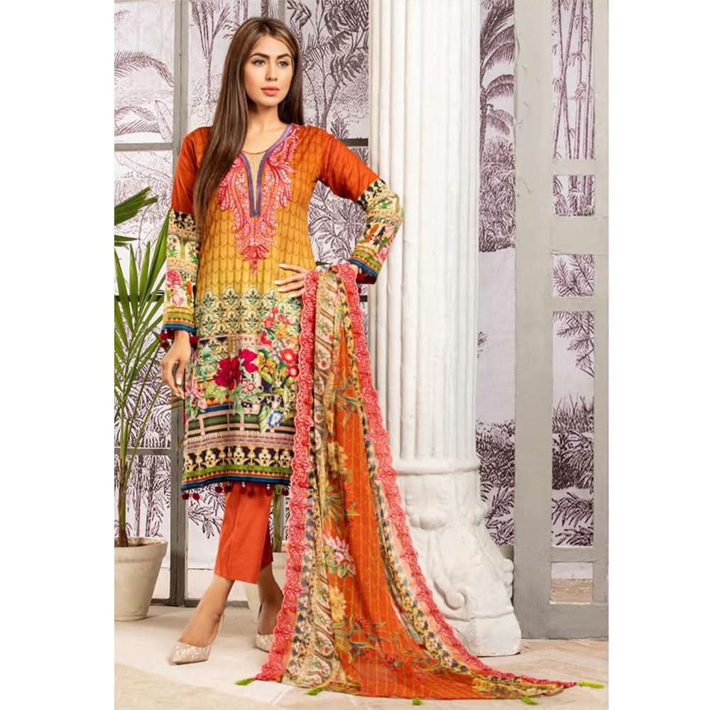 Gulnara Printed Embroidered Lawn Un-Stitched 3 Pcs Suit -  EKR-1877-A, Women, 3Pcs Shalwar Suit, Rana Arts, Chase Value