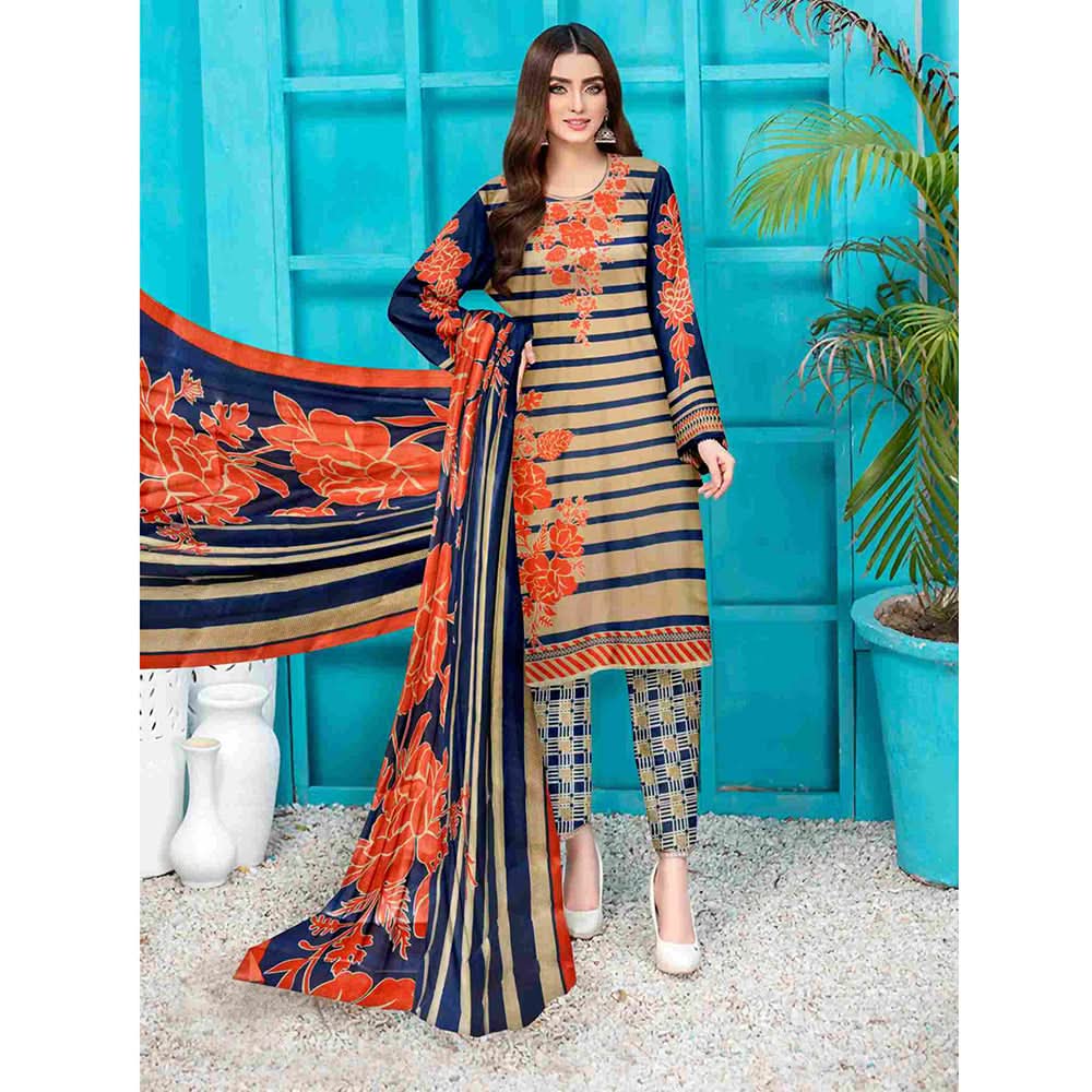 Sawan Classic Printed Lawn 3Pcs Unstitched Suit - A4, Women, 3Pcs Shalwar Suit, Sawan, Chase Value