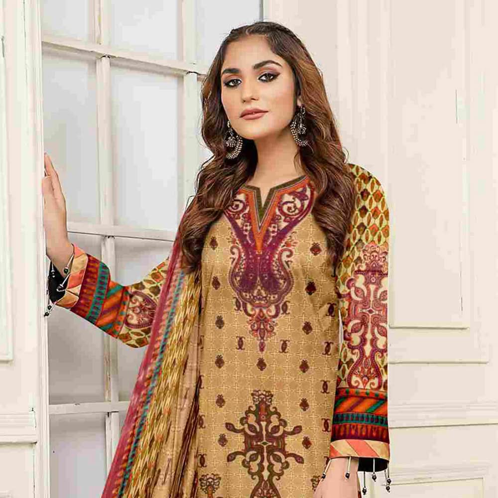 Sawan Classic Printed Lawn 3Pcs Unstitched Suit - A6, Women, 3Pcs Shalwar Suit, Sawan, Chase Value