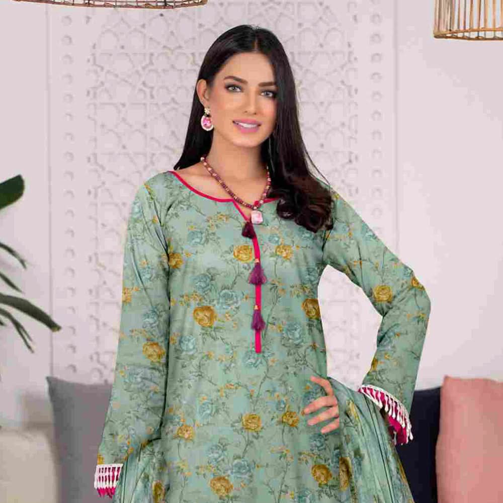 Sawan Classic Printed Lawn 3Pcs Unstitched Suit - A9, Women, 3Pcs Shalwar Suit, Sawan, Chase Value