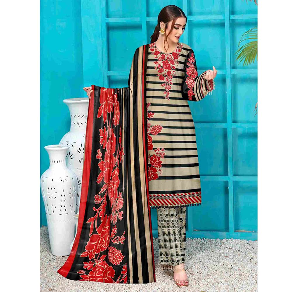Sawan Classic Printed Lawn 3Pcs Unstitched Suit - B4, Women, 3Pcs Shalwar Suit, Sawan, Chase Value