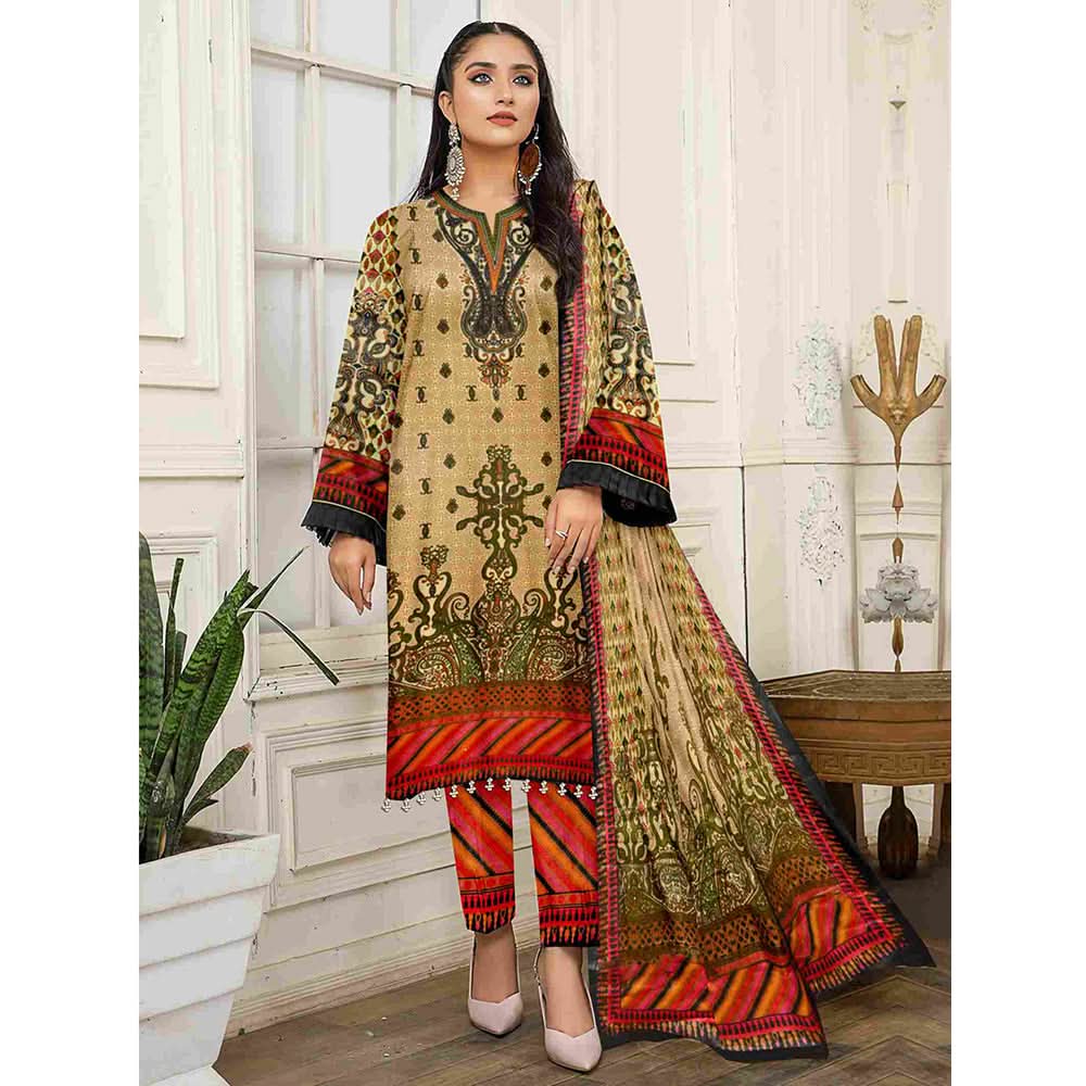 Sawan Classic Printed Lawn 3Pcs Unstitched Suit - B6, Women, 3Pcs Shalwar Suit, Sawan, Chase Value